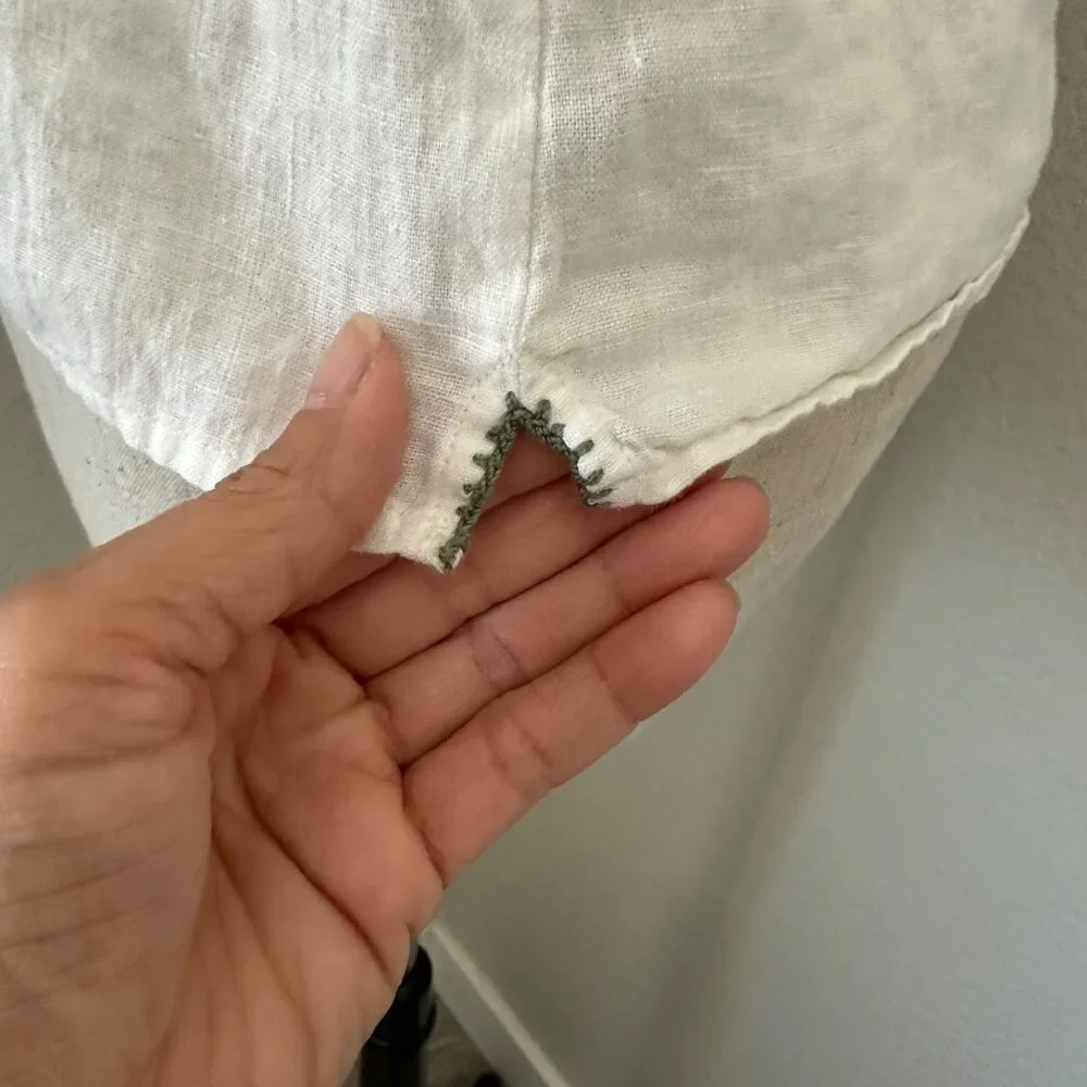 Banana Republic Linen Embroidered Split Neck Sleeveless Lightweight White Sz S - Picture 6 of 10